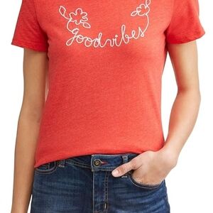 EV1 Orange 'Good Vibes' T-Shirt Size S (pit to pit-19.5 & length-26")